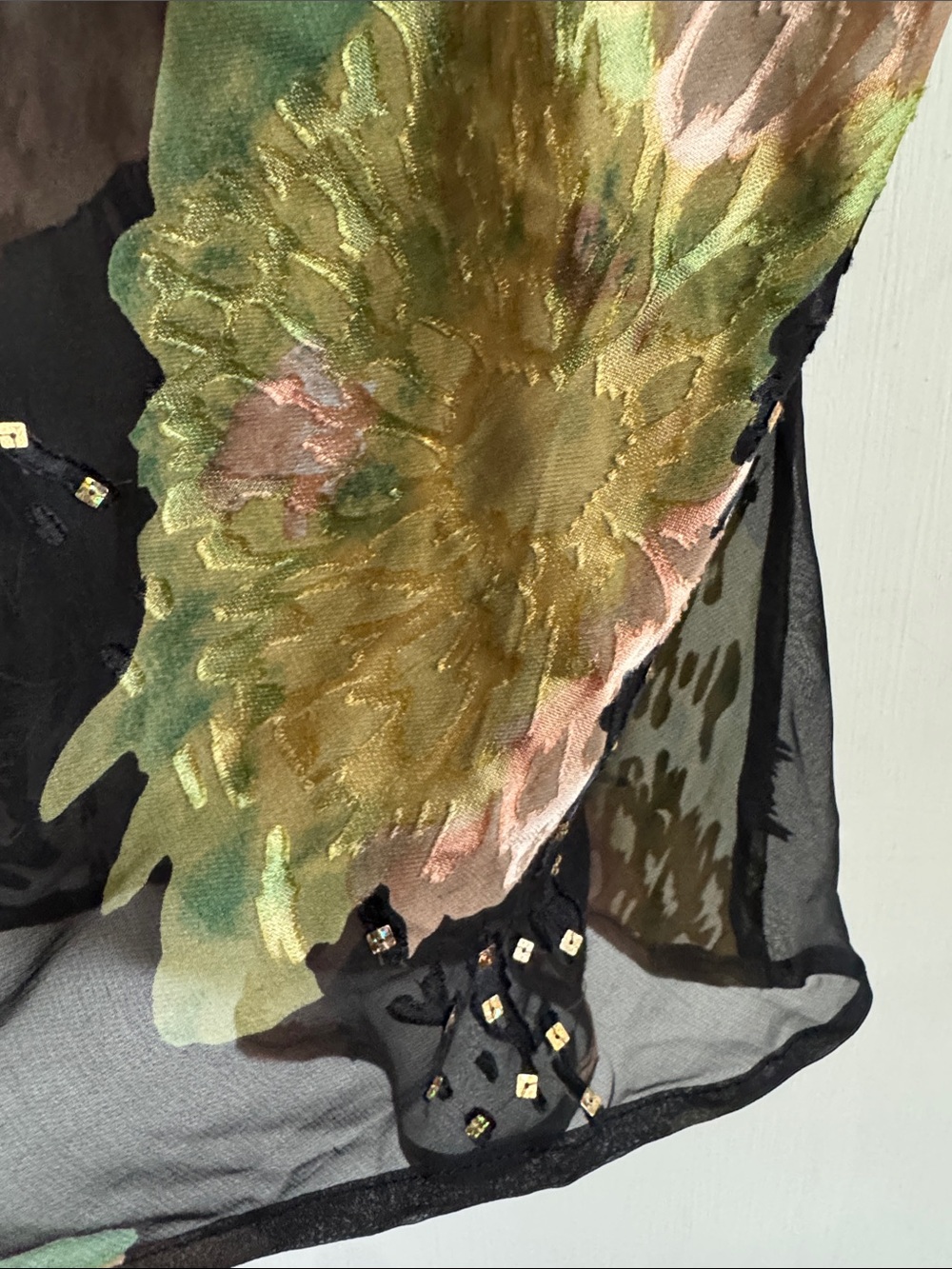 Sheer Silk Black Floral Tie-Strap Camisole - Picture 5 of 9